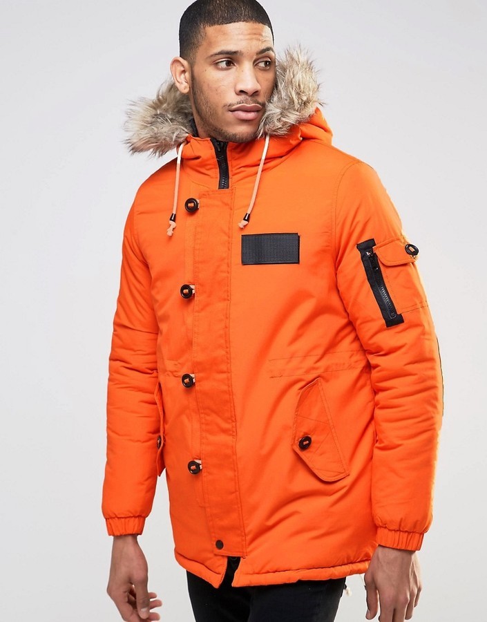 Orange Parka Von Bellfield 86 Asos Lookastic