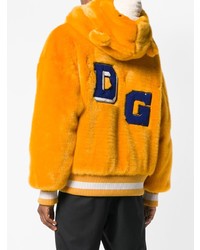 orange Pelz Bomberjacke von Dolce & Gabbana