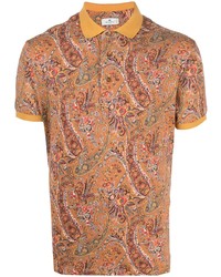 orange Polohemd mit Paisley-Muster