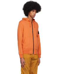 orange Pullover mit einem Kapuze von Stone Island