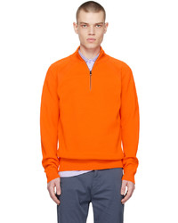 orange Pullover mit einem Reißverschluss am Kragen von BOSS