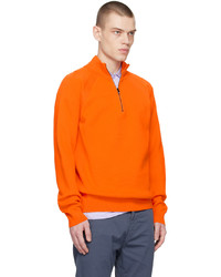 orange Pullover mit einem Reißverschluss am Kragen von BOSS