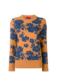 orange Pullover mit einem Rundhalsausschnitt mit Blumenmuster von The Gigi
