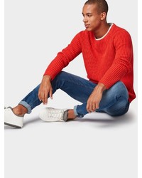 orange Pullover mit einem Rundhalsausschnitt von Tom Tailor Denim