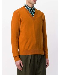 orange Pullover mit einem V-Ausschnitt von Marni