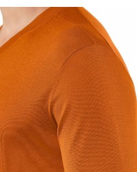 orange Pullover mit einem V-Ausschnitt von Falke