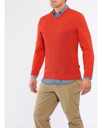 orange Pullover mit einem V-Ausschnitt von MAERZ Muenchen