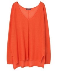 orange Pullover mit einem V-Ausschnitt von Mango