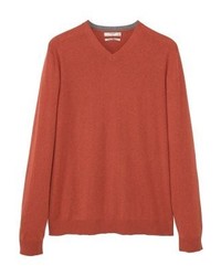 orange Pullover mit einem V-Ausschnitt von Mango