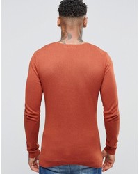 orange Pullover mit einem V-Ausschnitt von Asos