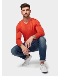 orange Pullover mit einem V-Ausschnitt von Tom Tailor