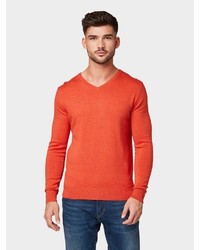 orange Pullover mit einem V-Ausschnitt von Tom Tailor