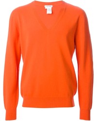 orange Pullover mit einem V-Ausschnitt von Tomas Maier