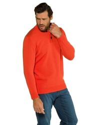 orange Pullover mit einem zugeknöpften Kragen von JP1880