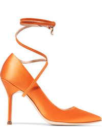 orange Satin Pumps