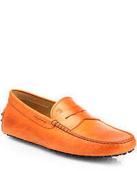 orange Schuhe aus Leder
