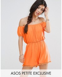 orange schulterfreies Kleid von Asos