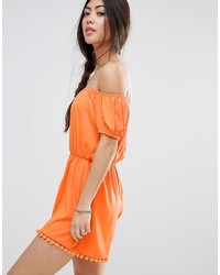 orange schulterfreies Kleid von Asos