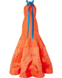 orange Seide Ballkleid