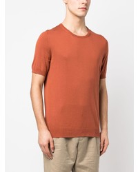 orange Seide T-Shirt mit einem Rundhalsausschnitt von Tagliatore