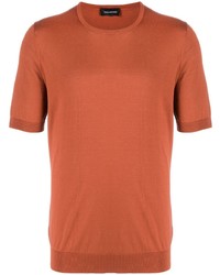 orange Seide T-Shirt mit einem Rundhalsausschnitt von Tagliatore