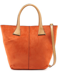 orange Shopper Tasche aus Leder mit Schlangenmuster