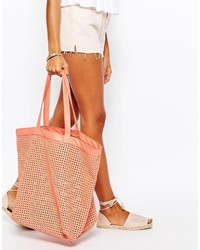 orange Shopper Tasche mit Ausschnitten von Asos