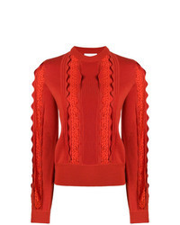 orange Spitze Pullover mit einem Rundhalsausschnitt