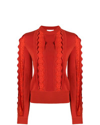 orange Spitze Pullover mit einem Rundhalsausschnitt von Chloé