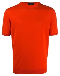 orange Strick T-Shirt mit einem Rundhalsausschnitt