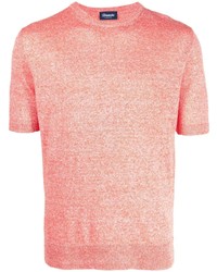 orange Strick T-Shirt mit einem Rundhalsausschnitt von Drumohr