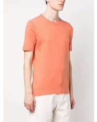 orange Strick T-Shirt mit einem Rundhalsausschnitt von Brunello Cucinelli