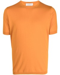 orange Strick T-Shirt mit einem Rundhalsausschnitt von Laneus