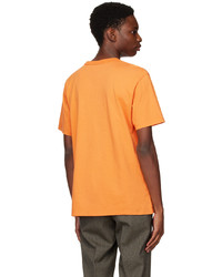 orange Strick T-Shirt mit einem Rundhalsausschnitt von MAISON KITSUNÉ