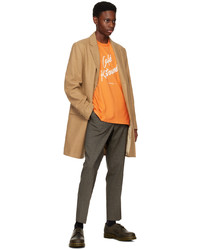 orange Strick T-Shirt mit einem Rundhalsausschnitt von MAISON KITSUNÉ