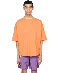 orange Strick T-Shirt mit einem Rundhalsausschnitt von Palm Angels