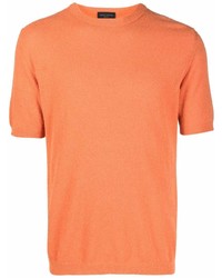 orange Strick T-Shirt mit einem Rundhalsausschnitt von Roberto Collina