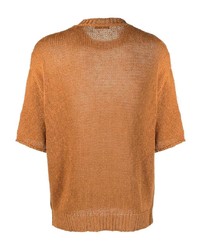 orange Strick T-Shirt mit einem Rundhalsausschnitt von Roberto Collina