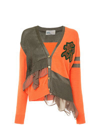 orange Strickjacke mit Flicken