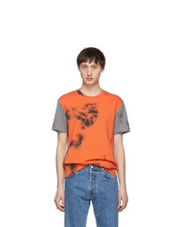 orange T-Shirt mit einem Rundhalsausschnitt mit Batikmuster