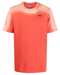 orange Mit Batikmuster T-Shirt mit einem Rundhalsausschnitt von Diesel