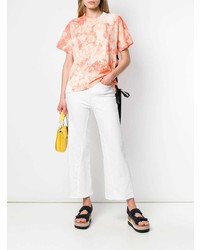 orange Mit Batikmuster T-Shirt mit einem Rundhalsausschnitt von Sacai