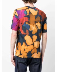 orange T-Shirt mit einem Rundhalsausschnitt mit Blumenmuster von PS Paul Smith