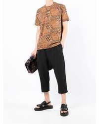 orange T-Shirt mit einem Rundhalsausschnitt mit Paisley-Muster von Junya Watanabe