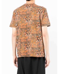orange T-Shirt mit einem Rundhalsausschnitt mit Paisley-Muster von Junya Watanabe