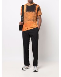 orange T-Shirt mit einem Rundhalsausschnitt mit Paisley-Muster von Kenzo