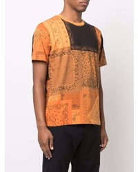 orange T-Shirt mit einem Rundhalsausschnitt mit Paisley-Muster von Kenzo