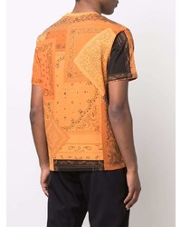 orange T-Shirt mit einem Rundhalsausschnitt mit Paisley-Muster von Kenzo