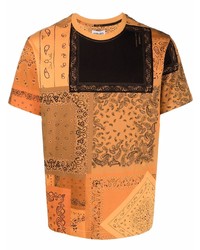 orange T-Shirt mit einem Rundhalsausschnitt mit Paisley-Muster von Kenzo