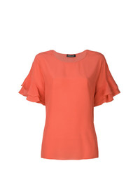 orange T-Shirt mit einem Rundhalsausschnitt mit Rüschen von Twin-Set